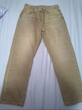 Levi’s 501 Crop High Rise Straight Jeans Tan Khaki